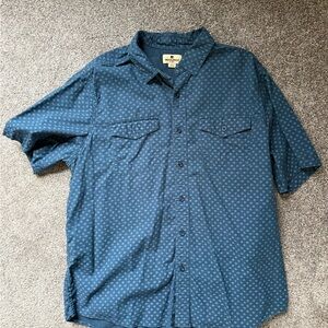 Woolrich Men's Short-Sleeve Button-Down Shirt in Teal Blue Print